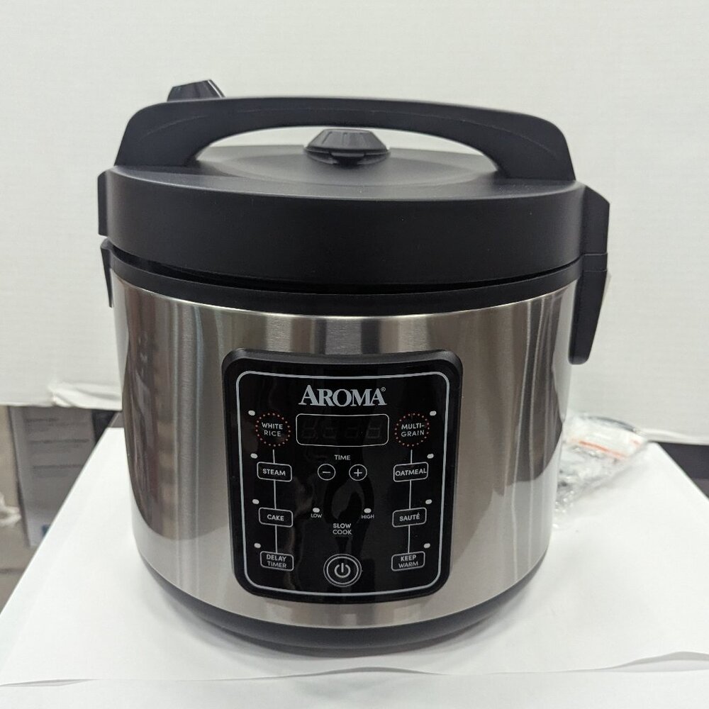 Aroma 20-Cup Digital Rice & Multi Cooker – Stainless Steel, 5 Settings, 700W